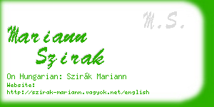 mariann szirak business card